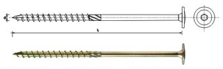 WKRĘT DO DREWNA Z KOŁNIERZEM NA TORX OCYNK ŻÓŁTY 6*140MM T30