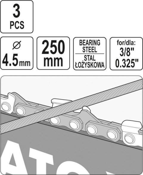 PILNIK OKRĄGŁY DO ŁAŃCUCHÓW 4.5MM 3 SZT.