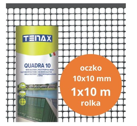 SIATKA PVC QUADRA 10 GRAFIT 1.0M*10MB OCZKO 10MM