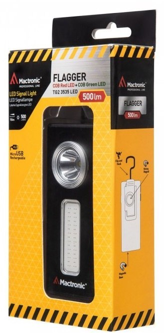 LATARKA RĘCZNA SYGNALIZACYJNA FLAGGER 500LM, 3.7V, 1500MAH