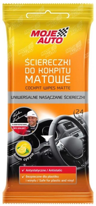ŚCIERECZKI DO KOKPITU MATOWE CYTRYNA 24SZT.