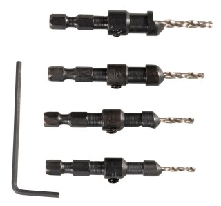 ZESTAW POGŁĘBIACZ STOŻKOWY I WIERTŁA 2.4-3.6MM 4 SZT.