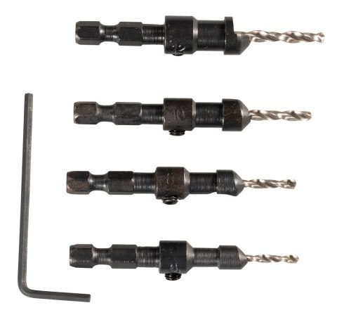 ZESTAW POGŁĘBIACZ STOŻKOWY I WIERTŁA 2.4-3.6MM 4 SZT.